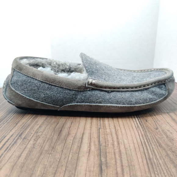 UGG Slippers Ascot Wool Gray Suede Moc Toe Moccasin Slip On Loafer Lined Men's 8 - Picture 10 of 16